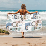 lama Alpaca cactus hand drawn pattern Beach Towel