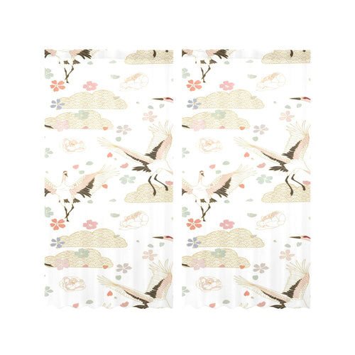 Beautiful Japanese cranes pattern Gauze Curtain