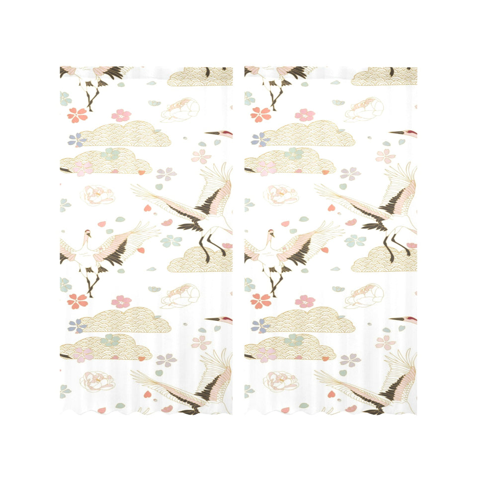 Beautiful Japanese cranes pattern Gauze Curtain