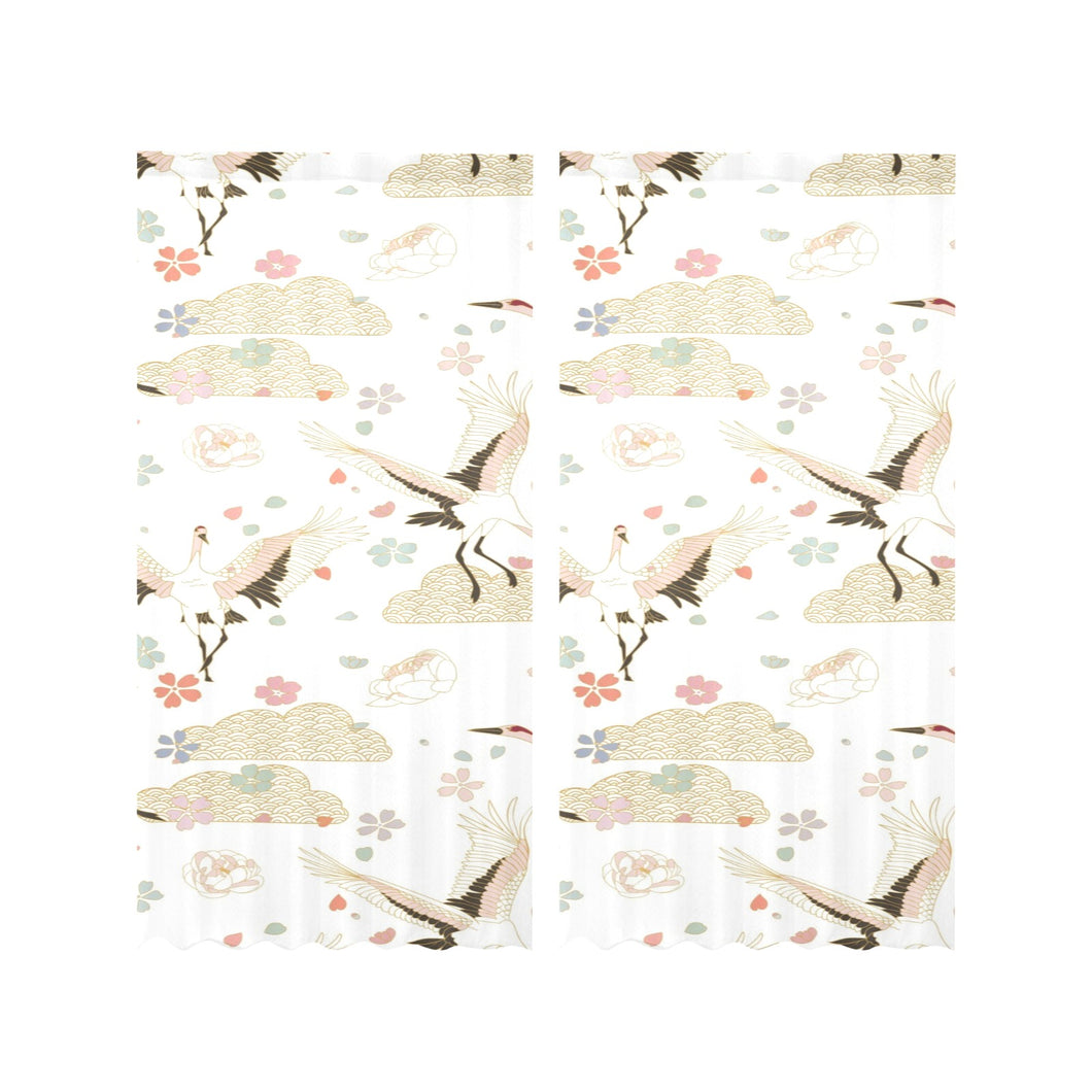 Beautiful Japanese cranes pattern Gauze Curtain