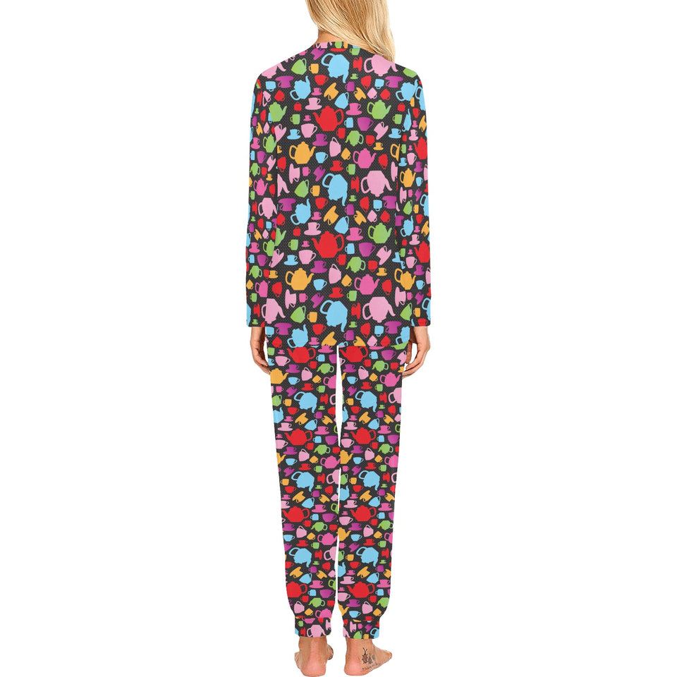 Tea pots Pattern Print Design 01 Women's All Over Print Pajama Set