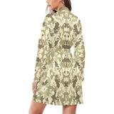 Light Green camouflage pattern Women's Long Sleeve Belted Night Robe