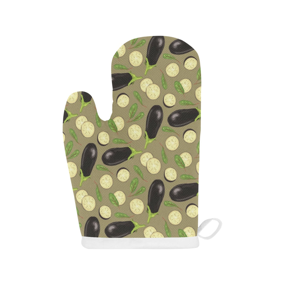 Eggplant Pattern Print Design 02 Heat Resistant Oven Mitts