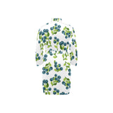 blueberry white background Men's Long Sleeve Belted Night Robe