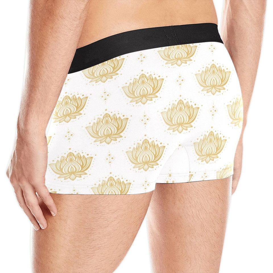 Gold Ornamental lotue waterlily symbol pattern Men's All Over Print Boxer Briefs Men's Underwear