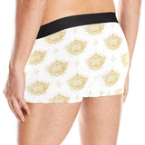 Gold Ornamental lotue waterlily symbol pattern Men's All Over Print Boxer Briefs Men's Underwear
