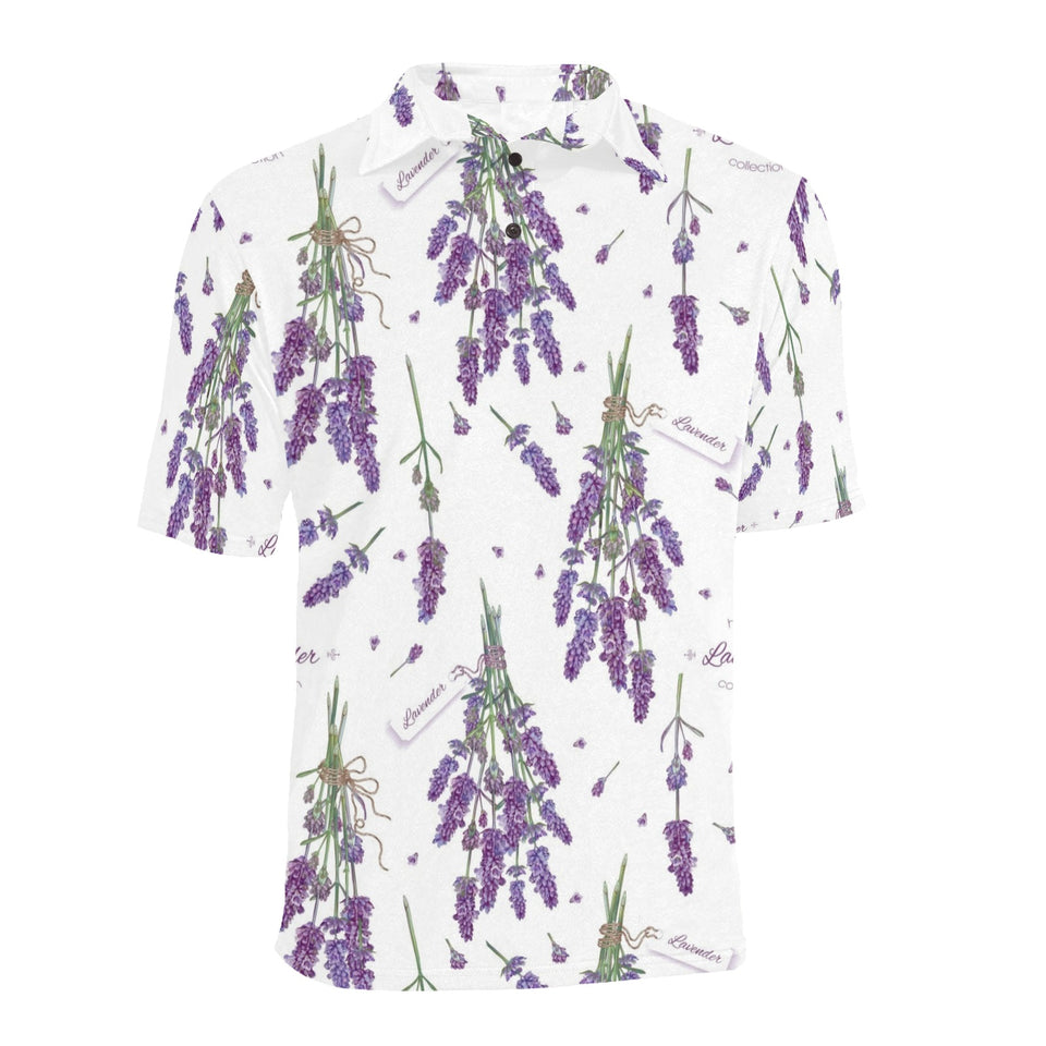 lavender flower design pattern Men's All Over Print Polo Shirt