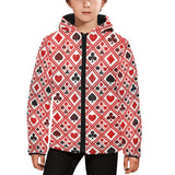 Casino Cards Suits Pattern Print Design 03 Kids' Boys' Girls' Padded Hooded Jacket