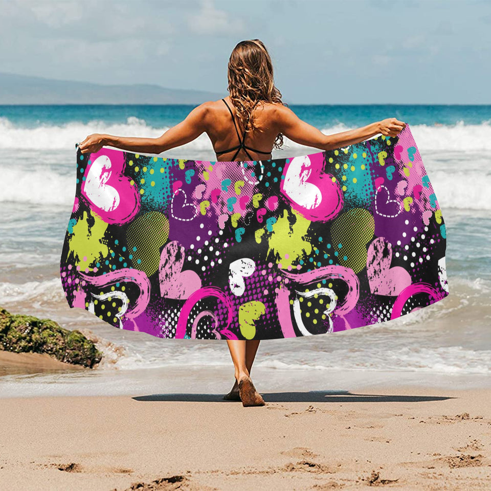 heart dot wave star creative design pattern Beach Towel