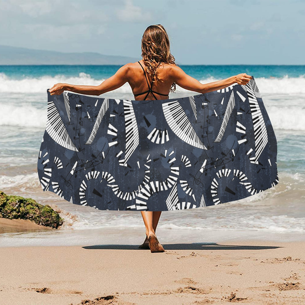 Piano Pattern Print Design 02 Beach Towel