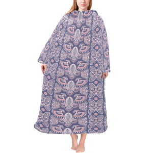 Indian Batik Style pattern Blanket Robe with Sleeves