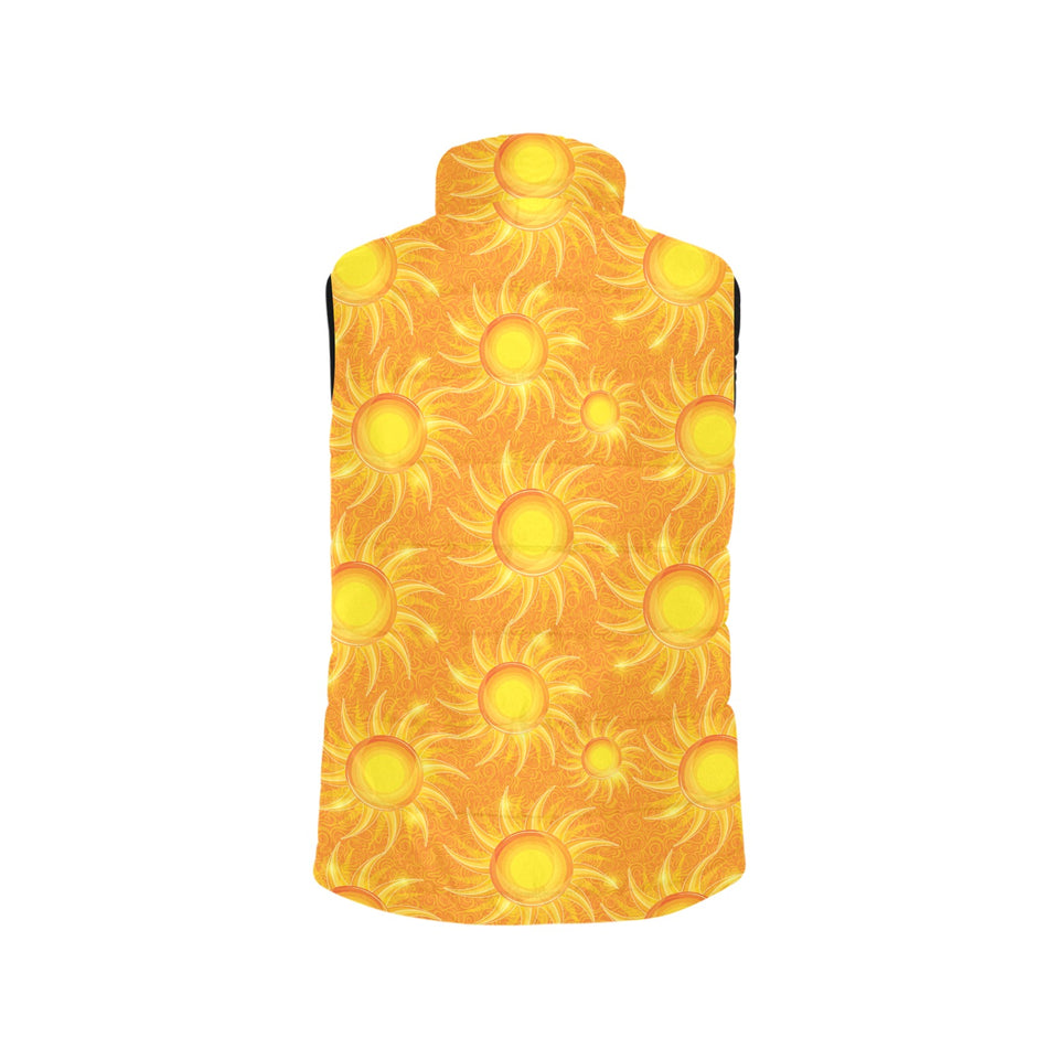 Sun orange background Women's Padded Vest