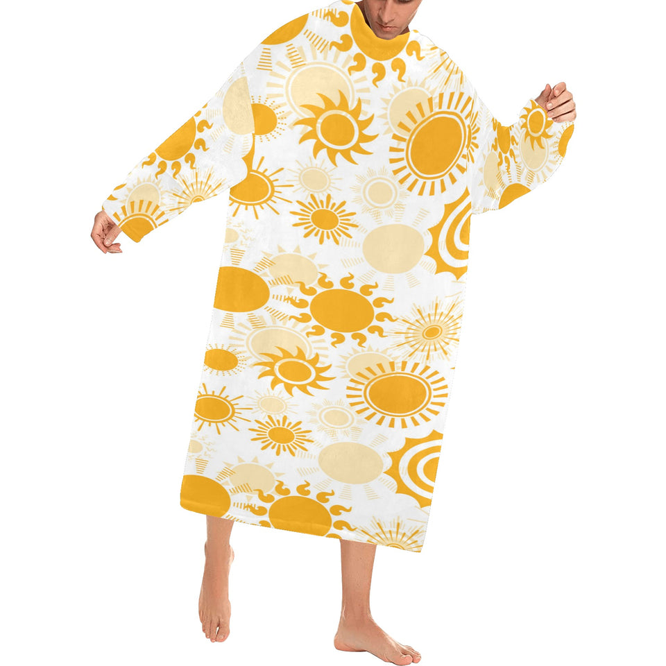 Sun design pattern Blanket Robe with Sleeves