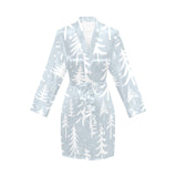Christmas tree winter forest pattern Women's Long Sleeve Belted Night Robe
