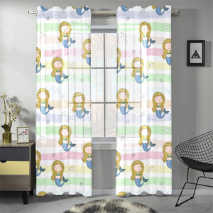 Cute hand drawn mermaid Gauze Curtain