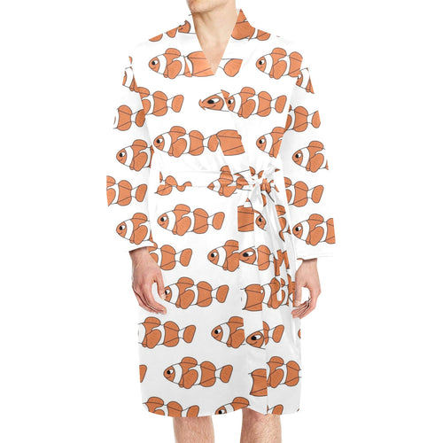 Clown Fish Pattern Print Design 05 Men's Long Sleeve Belted Night Robe