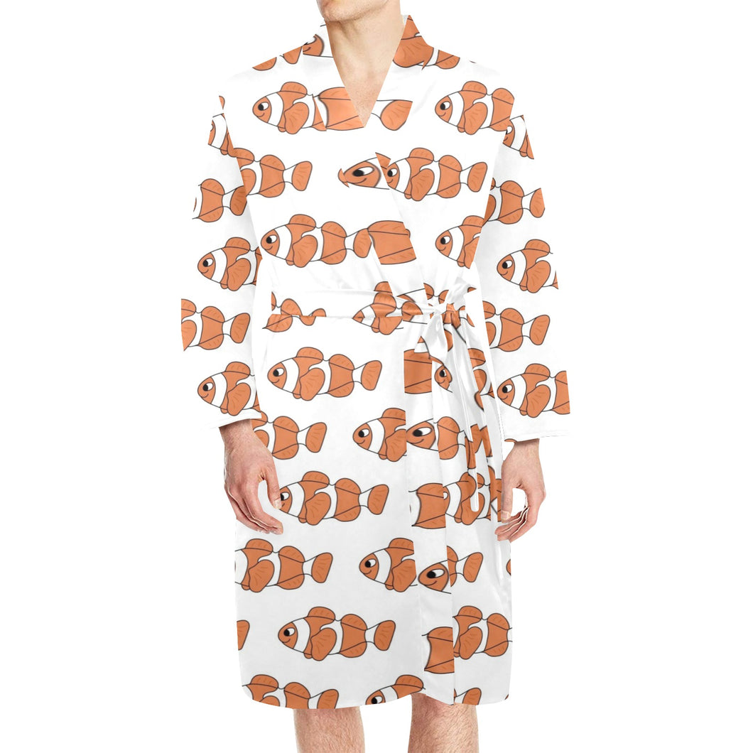 Clown Fish Pattern Print Design 05 Men's Long Sleeve Belted Night Robe