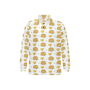 Pancake Pattern Print Design 03 Men's Long Sleeve Polo Shirt