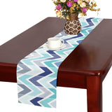 zigzag chevron blue pattern Table Runner