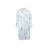 Watercolor Tulips pattern Men's Long Sleeve Belted Night Robe