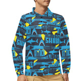Shark dangerous Men's Long Sleeve Polo Shirt