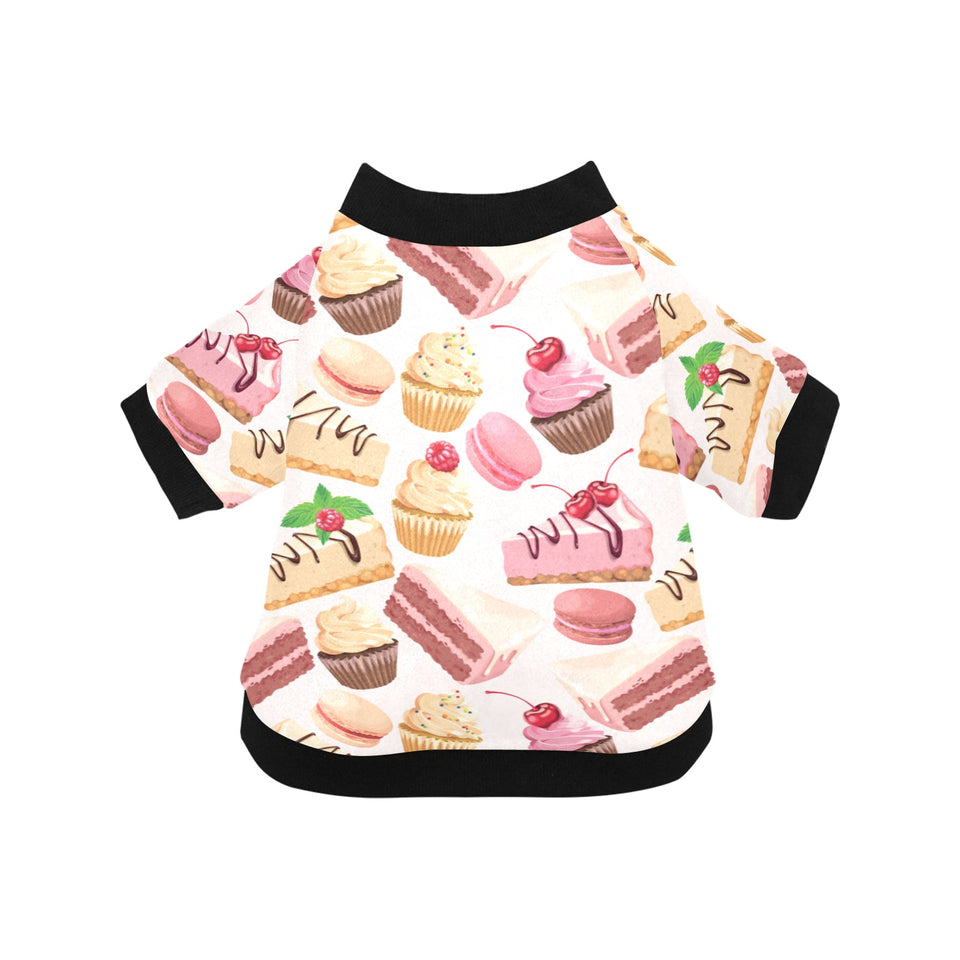 Cake cupcake sweets pattern All Over Print Pet Dog Round Neck Fuzzy Shirt