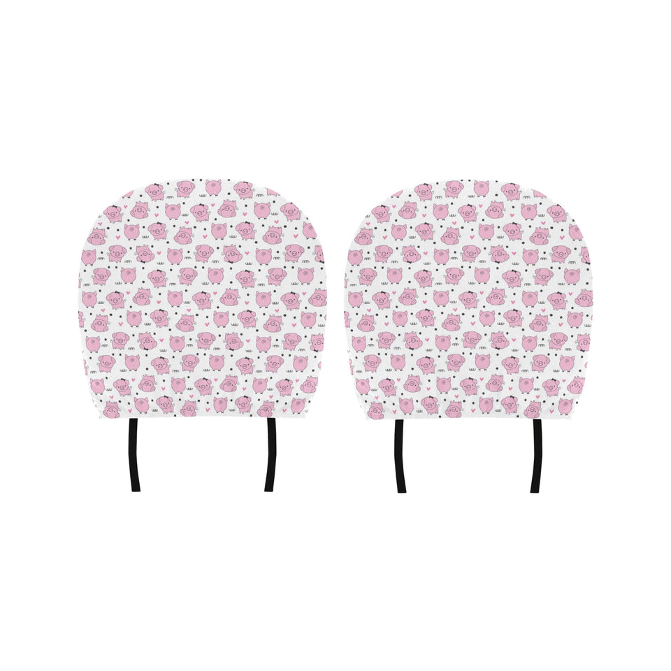 Pig Pattern Print Design 03 Car Headrest Cover