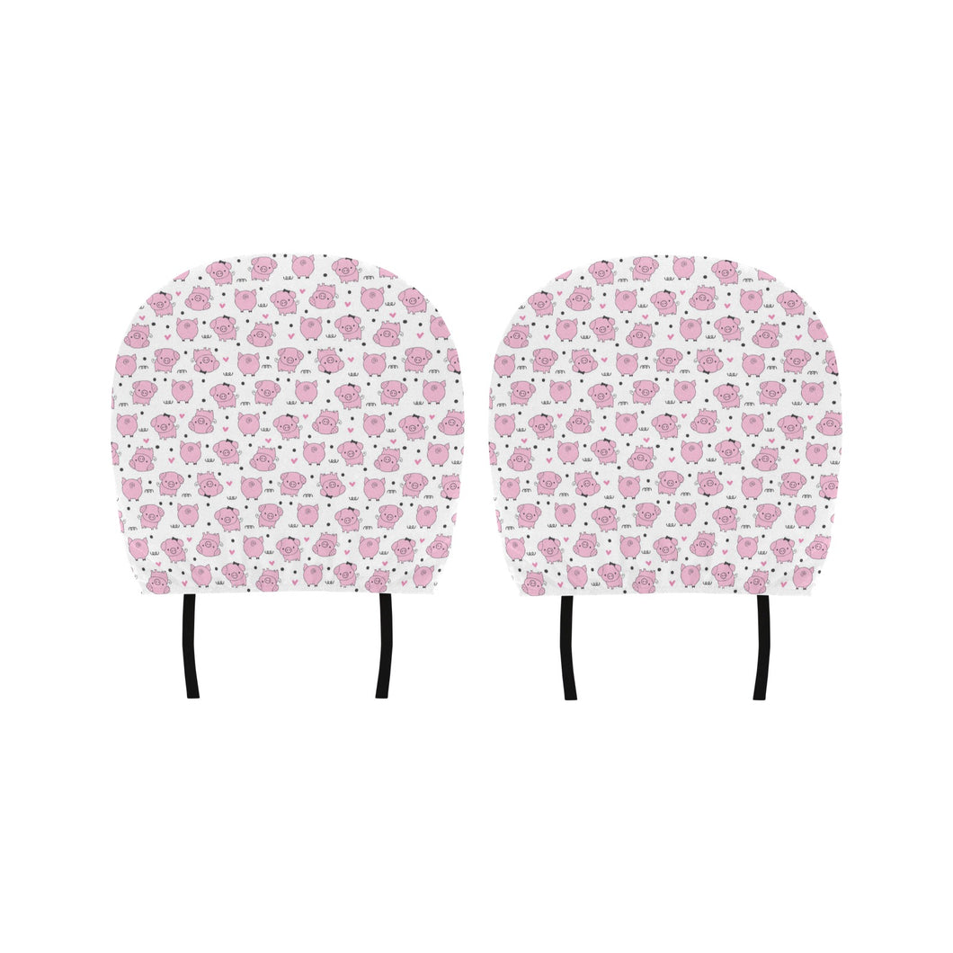 Pig Pattern Print Design 03 Car Headrest Cover