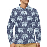 Elephant tribal design pattern Men's Long Sleeve Polo Shirt
