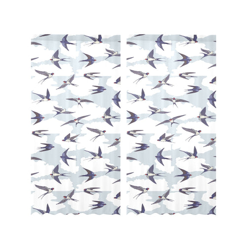 Swallow Pattern Print Design 05 Gauze Curtain