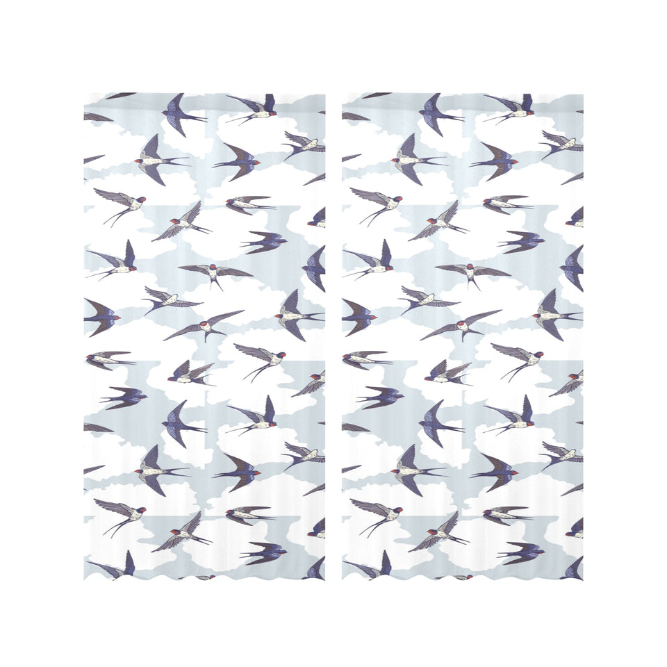 Swallow Pattern Print Design 05 Gauze Curtain