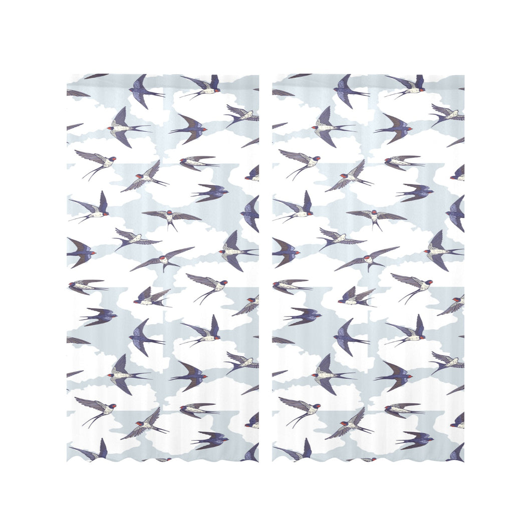 Swallow Pattern Print Design 05 Gauze Curtain