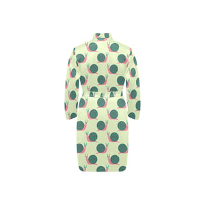 Snail Pattern Print Design 04 Men's Long Sleeve Belted Night Robe