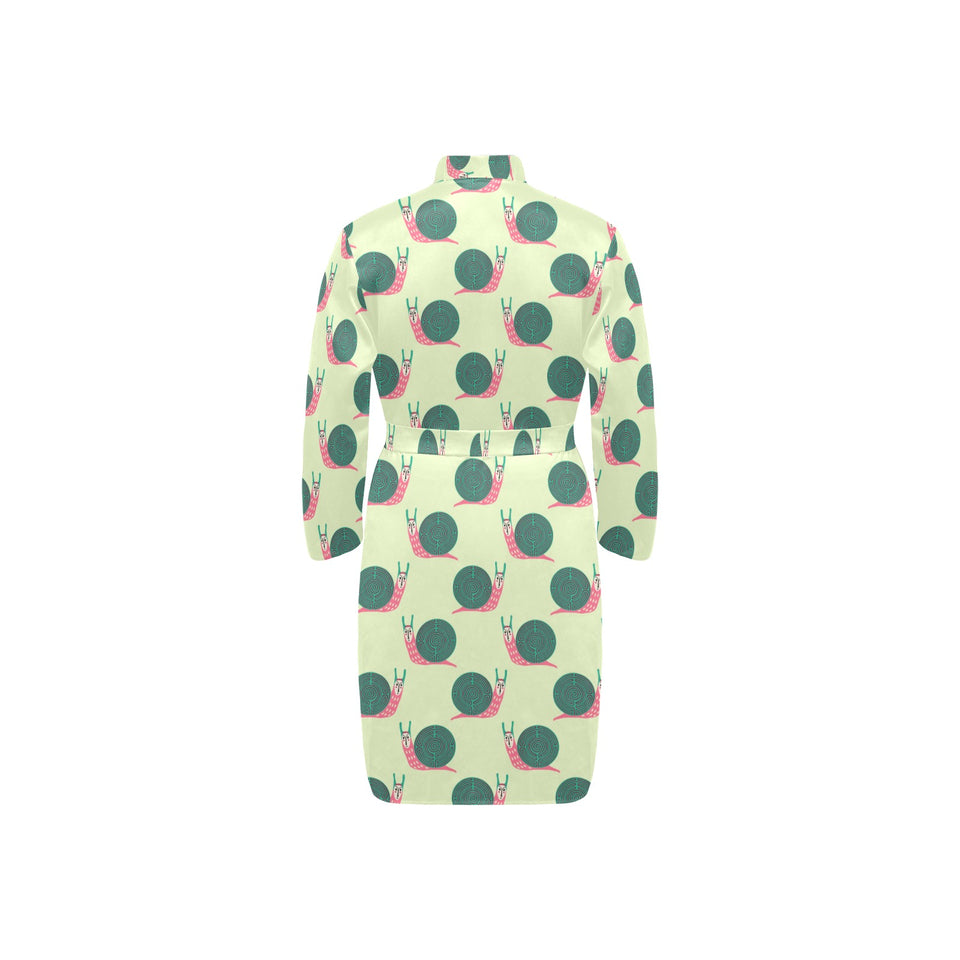 Snail Pattern Print Design 04 Men's Long Sleeve Belted Night Robe