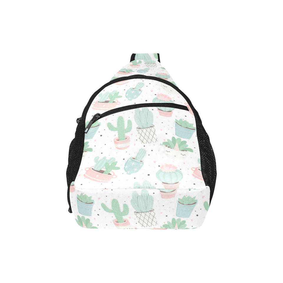 Pastel color cactus pattern All Over Print Chest Bag