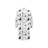 Crows floral wreath rabbit pattern Men's Long Sleeve Belted Night Robe