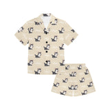 Cute Siberian Husky Kids' Boys' Girls' V-Neck Short Pajama Set