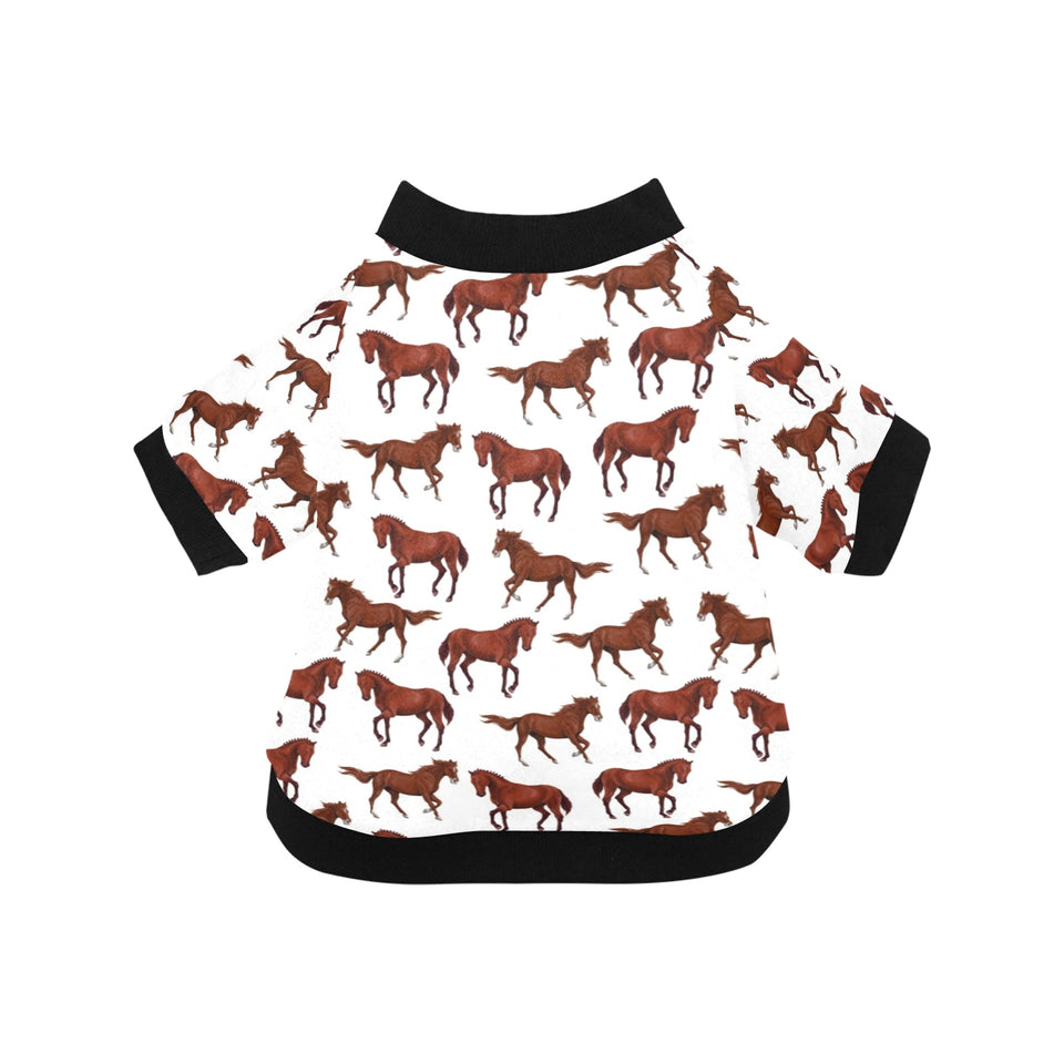 Horses running pattern background All Over Print Pet Dog Round Neck Fuzzy Shirt