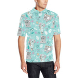 Cute koalas blue background pattern Men's All Over Print Polo Shirt