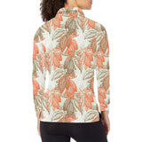 Cocoa beans Cocoa tree pattern Women's Long Sleeve Polo Shirt