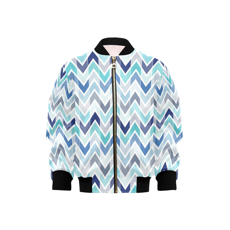 zigzag chevron blue pattern Kids' Boys' Girls' Bomber Jacket