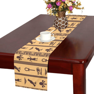 Egypt Hieroglyphics Pattern Print Design 02 Table Runner