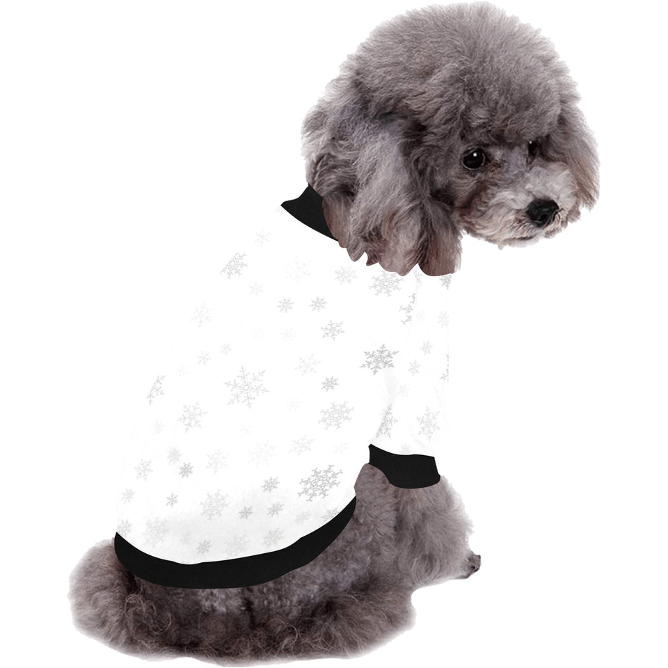 Snowflake pattern white background All Over Print Pet Dog Round Neck Fuzzy Shirt