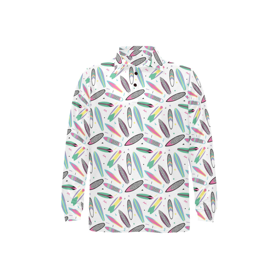 Surfboard Pattern Print Design 04 Men's Long Sleeve Polo Shirt