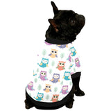 Cute owl pattern All Over Print Pet Dog Round Neck Fuzzy Shirt
