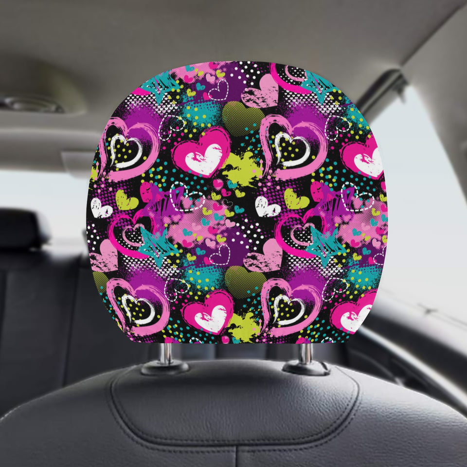 heart dot wave star creative design pattern Car Headrest Cover
