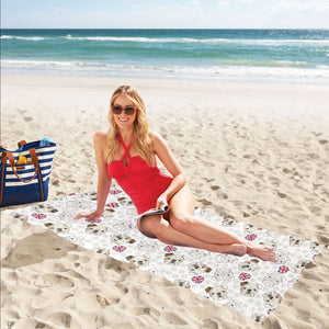 English Bulldog Pattern Print Design 01 Beach Towel