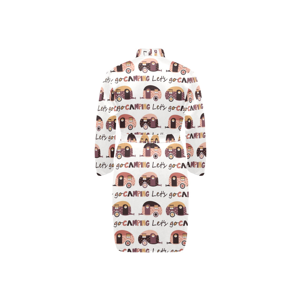 Camper Van Pattern Print Design 01 Men's Long Sleeve Belted Night Robe
