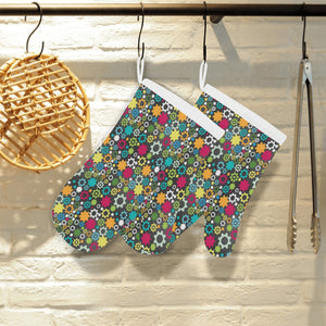 Gear Pattern Print Design 03 Heat Resistant Oven Mitts