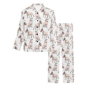 Bull Terrier Pattern Print Design 04 Men's Long Pajama Set